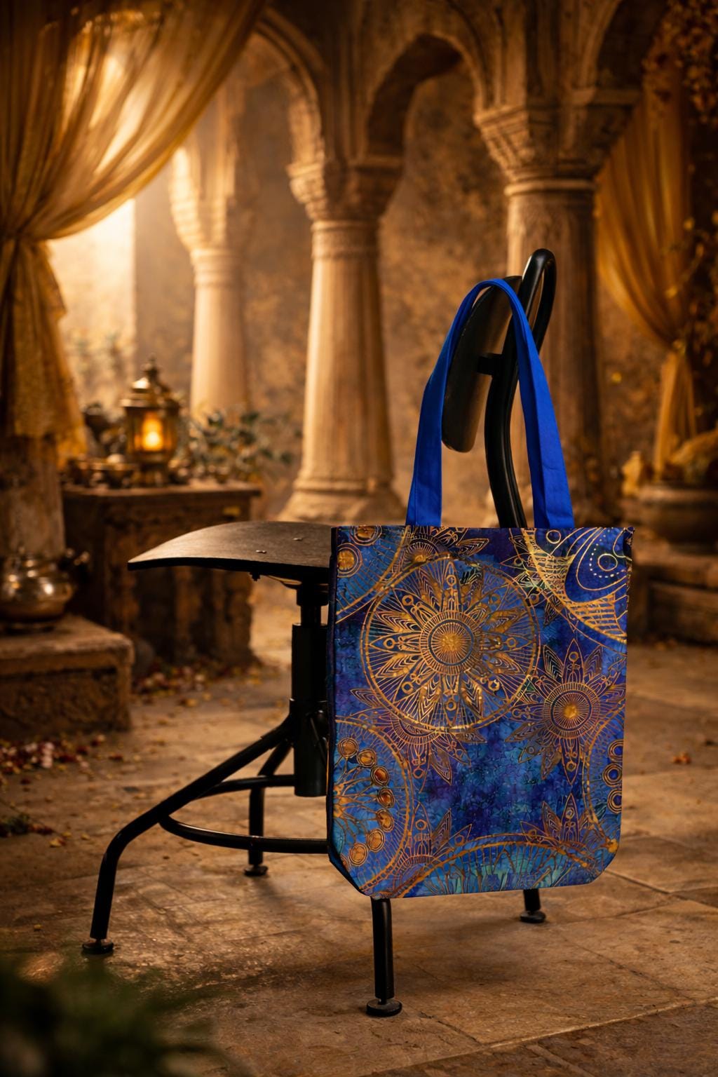 Gold pattern tote bag with for men and women