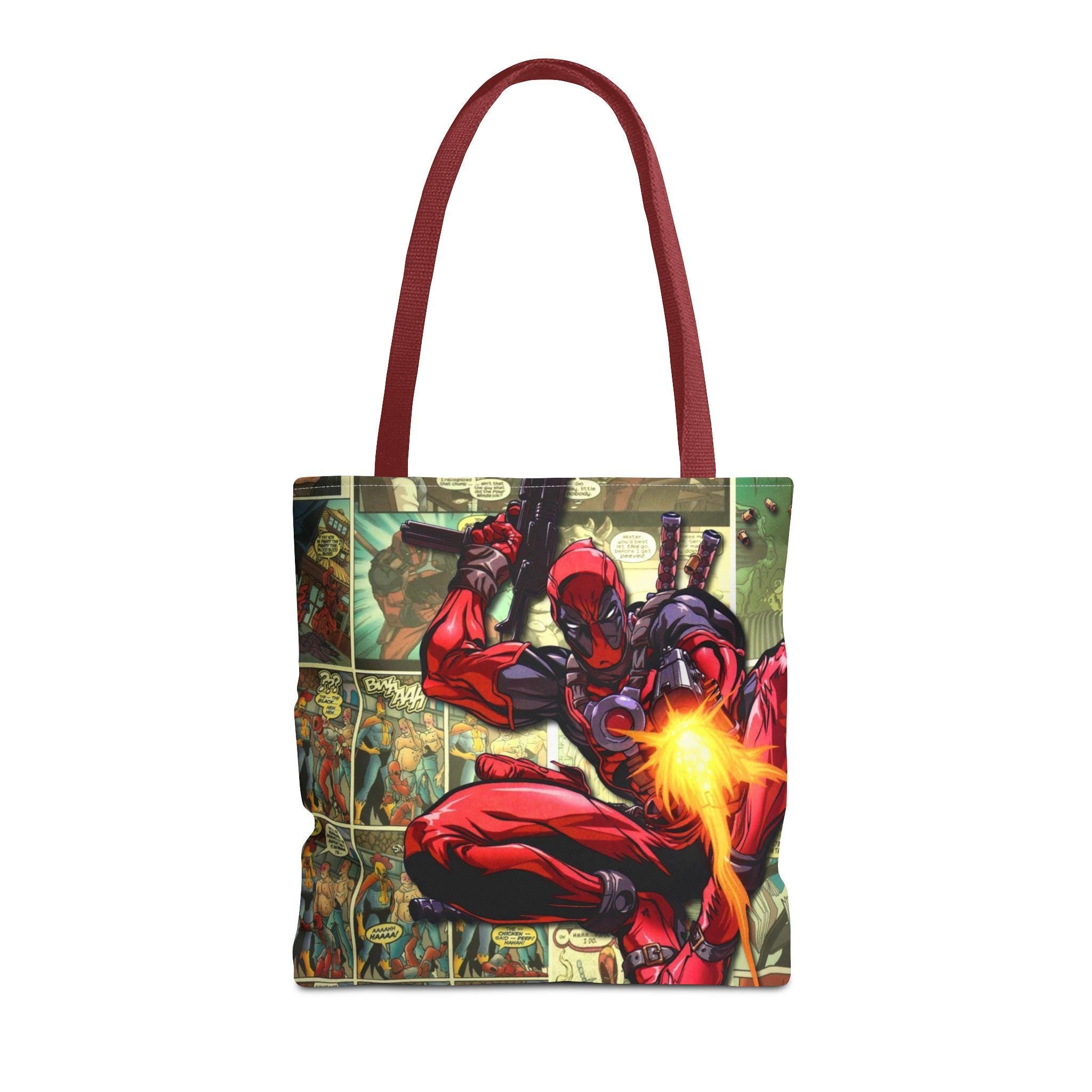 Comic collage tote bag | All-over print graphic nerd bag, superhero, fan gift, casual book and grocery tote, pop culture accessory