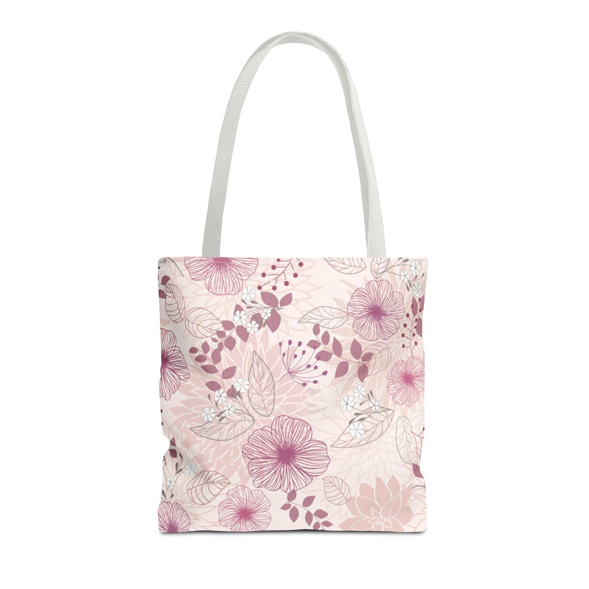 Blush Floral Pattern Tote Bag,Artful Watercolor Flowers, Eco-Friendly Reusable Bag for Daily Use, Thoughtful Gift for Fashion-Forward Women