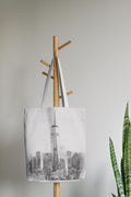 NYC Skyline Tote Bag | Black and White Cityscape Sketch