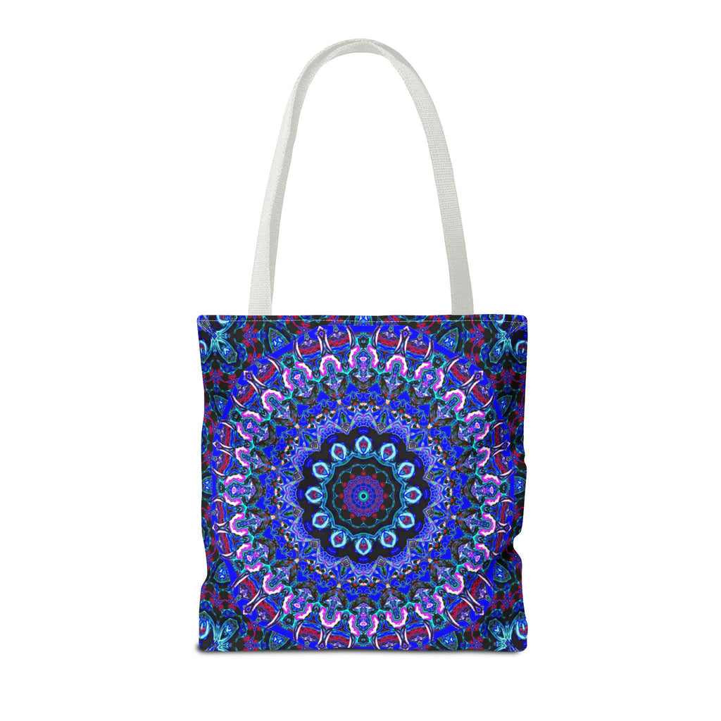 Mandala Bag with Blue and Purple Kaleidoscope Design – Stylish Accessory for Shopping & Events – Perfect Gift for Boho Charm