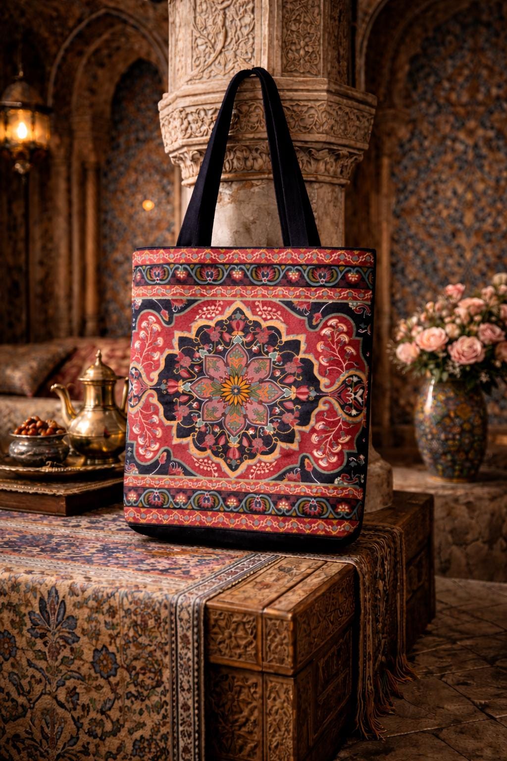 Exotic Persian Rug Style Tote Bag—Stylish & Durable Travel Shopper for Everyday Use, Unique Gift for Fashion Lovers