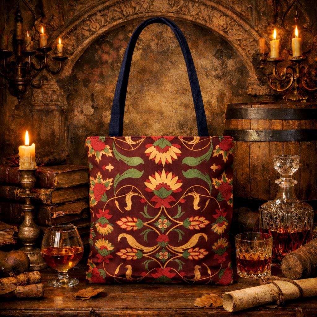 Vintage Floral Pattern Tote Bag | Bohemian Red Paisley AOP