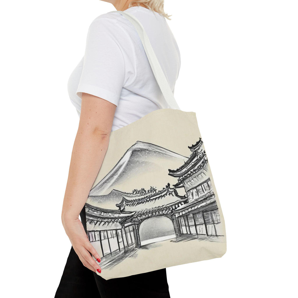 Mount Fuji Tote Bag | Japanese Temple Sumi-e Art