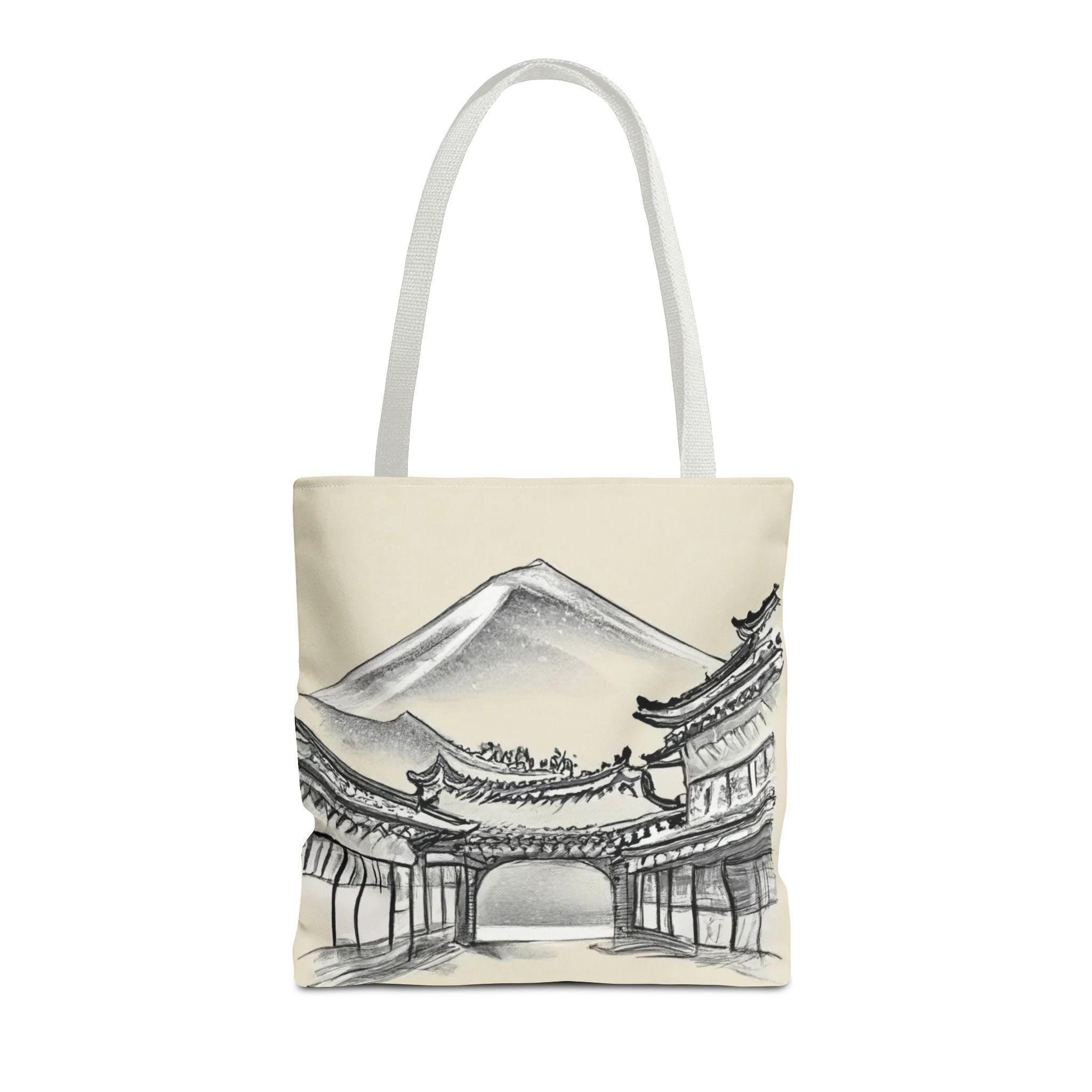 Mount Fuji Tote Bag | Japanese Temple Sumi-e Art