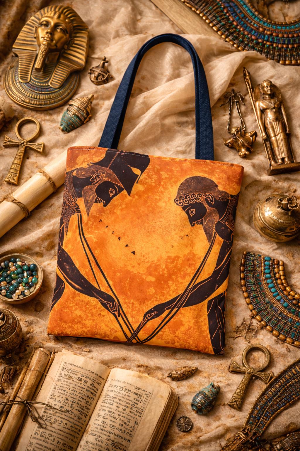 Greek Warriors Illustration Tote Bag | Ancient Mythology Art