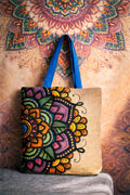 Mandala Polyester Tote Bag with Colorful Accents