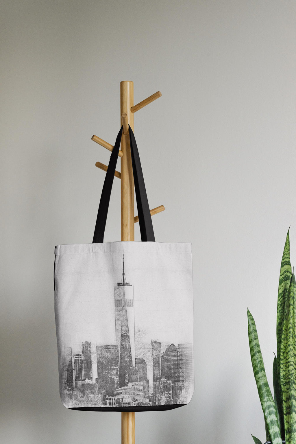 NYC Skyline Tote Bag | Black and White Cityscape Sketch