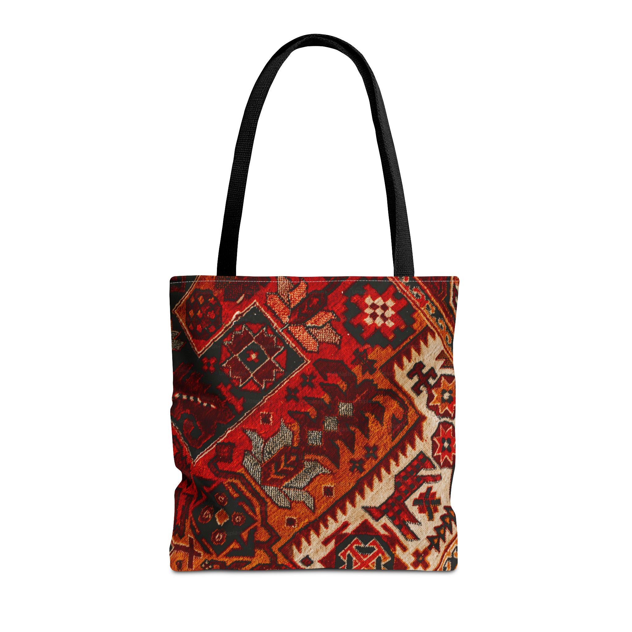 Vintage Persian Rug Pattern Tote Bag | Boho Ethnic Kilim Design for Everyday, Market, Travel, Gifts, Fall Accessories