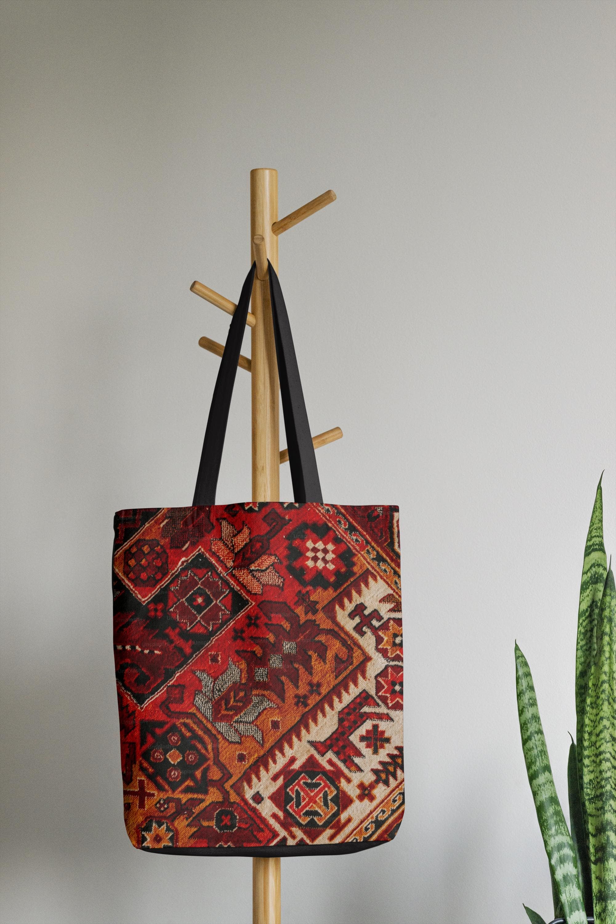 Vintage Persian Rug Pattern Tote Bag | Boho Ethnic Kilim Design for Everyday, Market, Travel, Gifts, Fall Accessories