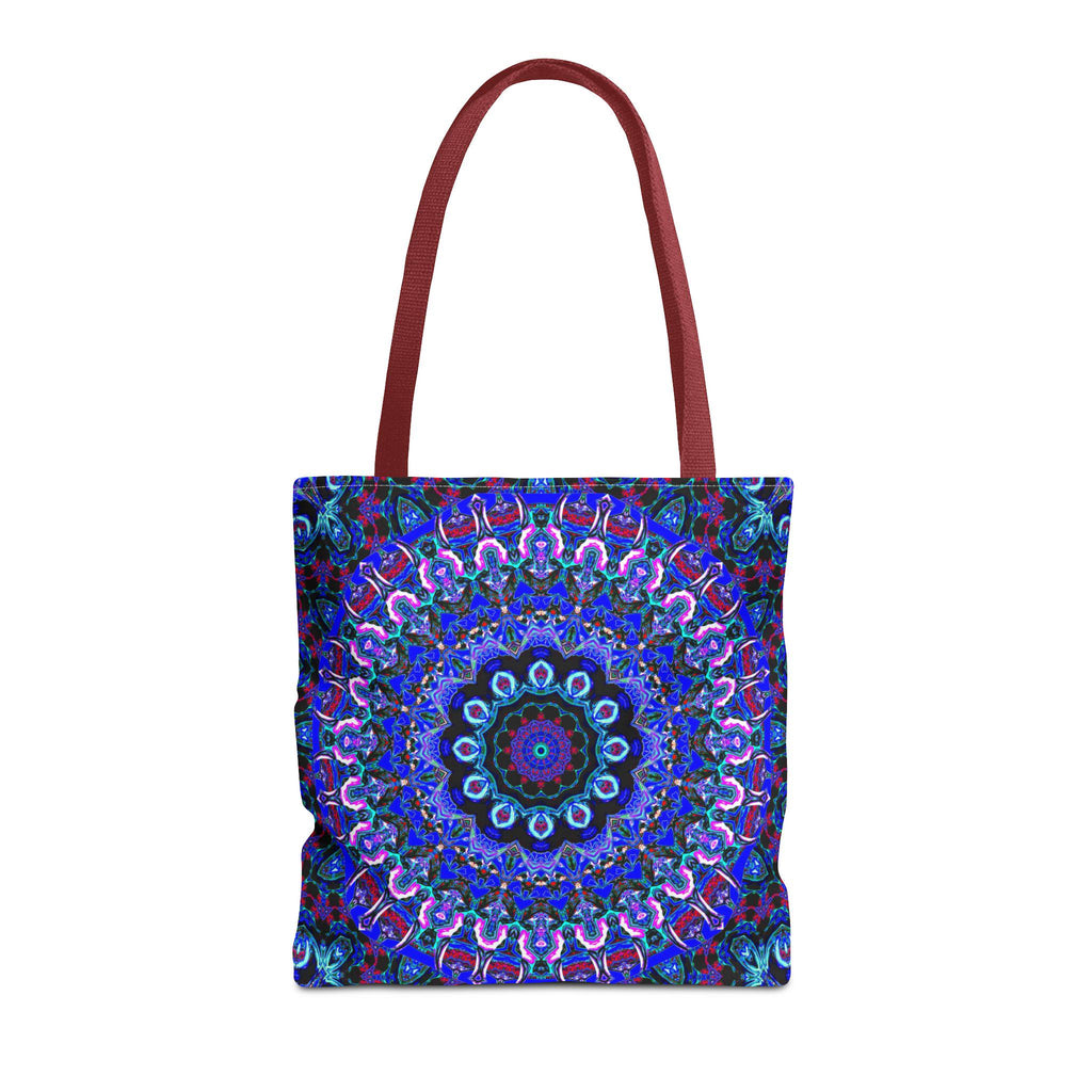 Mandala Bag with Blue and Purple Kaleidoscope Design – Stylish Accessory for Shopping & Events – Perfect Gift for Boho Charm