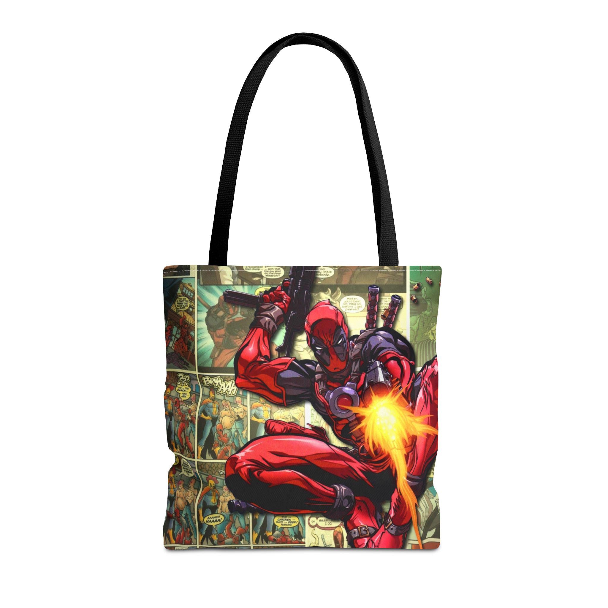 Comic collage tote bag | All-over print graphic nerd bag, superhero, fan gift, casual book and grocery tote, pop culture accessory
