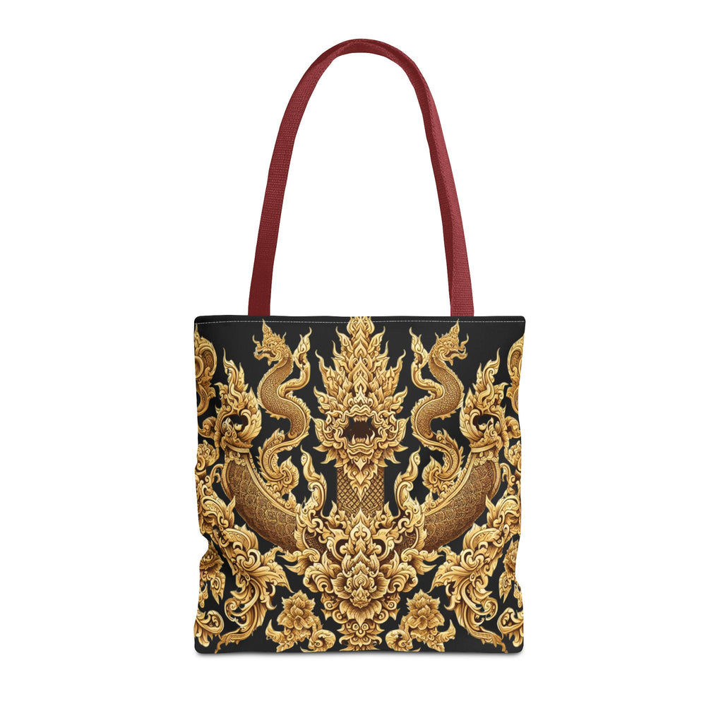 Thai Dragon Tote Bag | Gold Baroque Temple Design