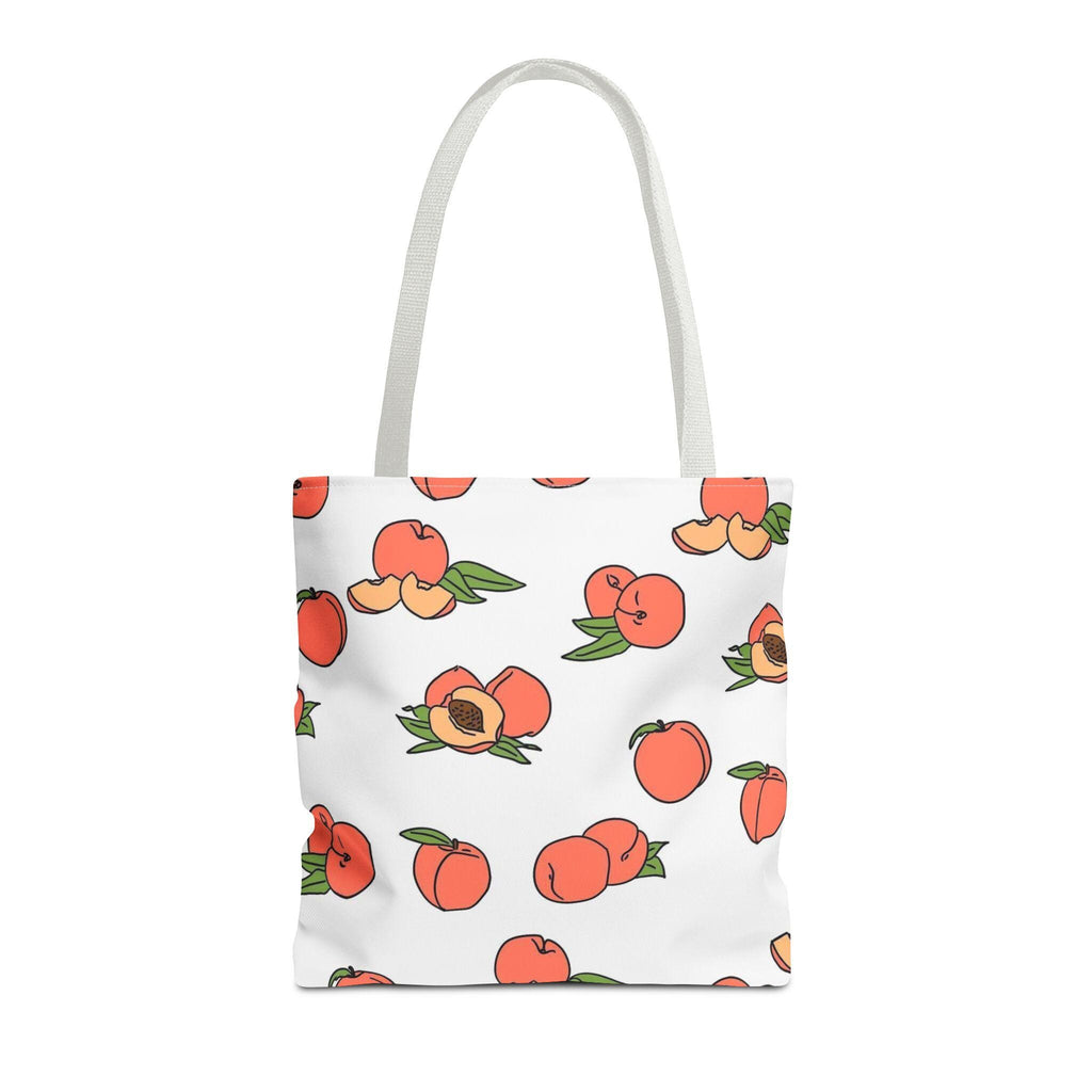 Peach Pattern Tote Bag | All-Over Print Fruit Shopper Bag for Summer, Grocery, Farmers Market, Eco-Friendly Daily, Gift for Her