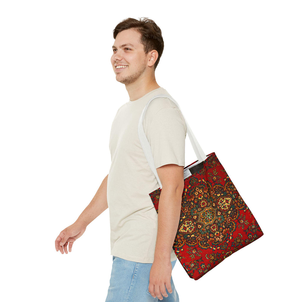 Red Persian Medallion Tote Bag | Ornamental Boho Pattern