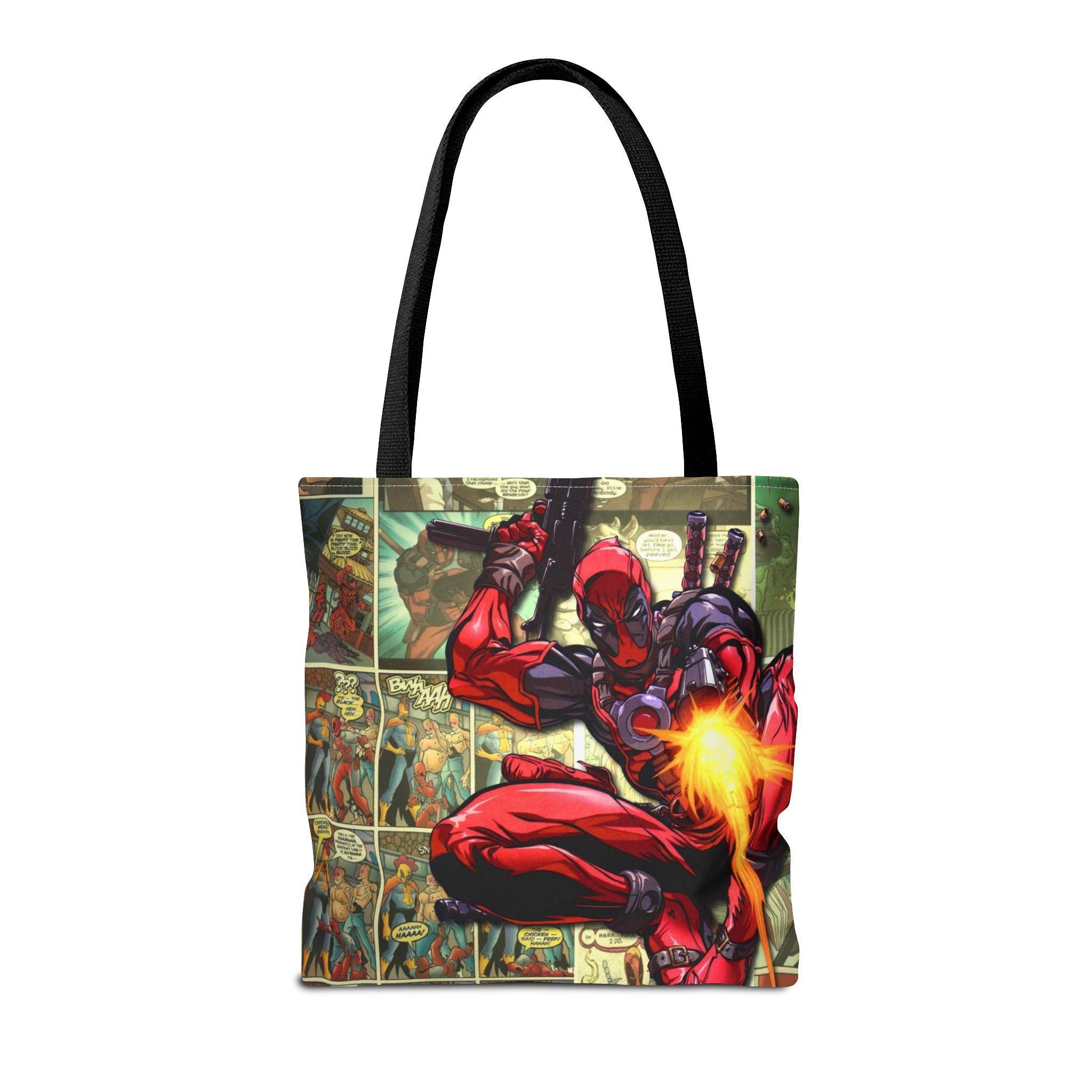 Comic collage tote bag | All-over print graphic nerd bag, superhero, fan gift, casual book and grocery tote, pop culture accessory
