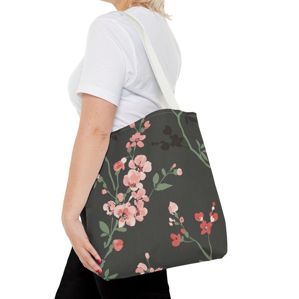 Pink Floral Branch Tote Bag | Canvas Bag with All-Over Flower Print, Summer, Spring, Eco-Friendly, Gift for Her, Boho Style.