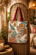 Boho Sunflower Feather Tote Bag | All-Over Print