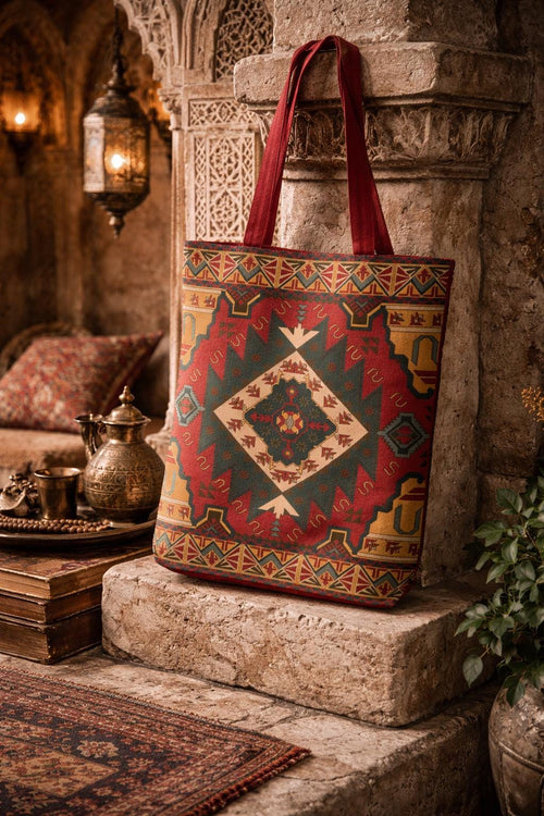 Antique Persian style inspired tote bag for books and groceries