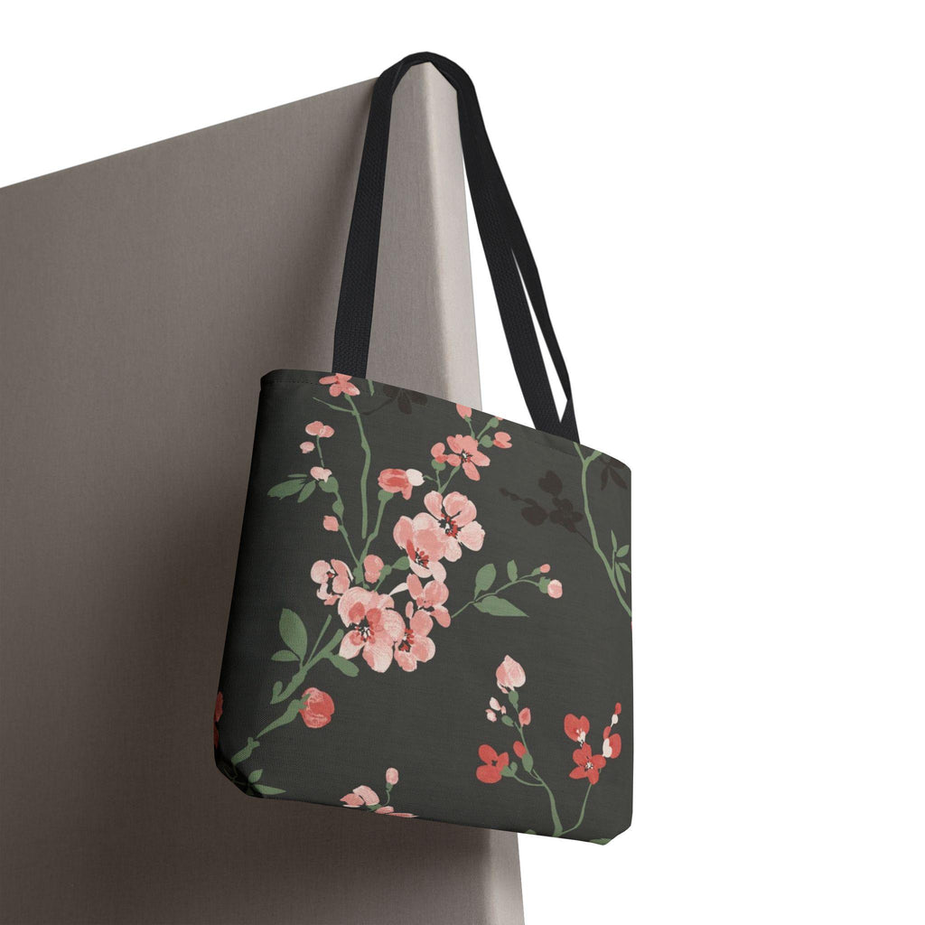 Pink Floral Branch Tote Bag | Canvas Bag with All-Over Flower Print, Summer, Spring, Eco-Friendly, Gift for Her, Boho Style.