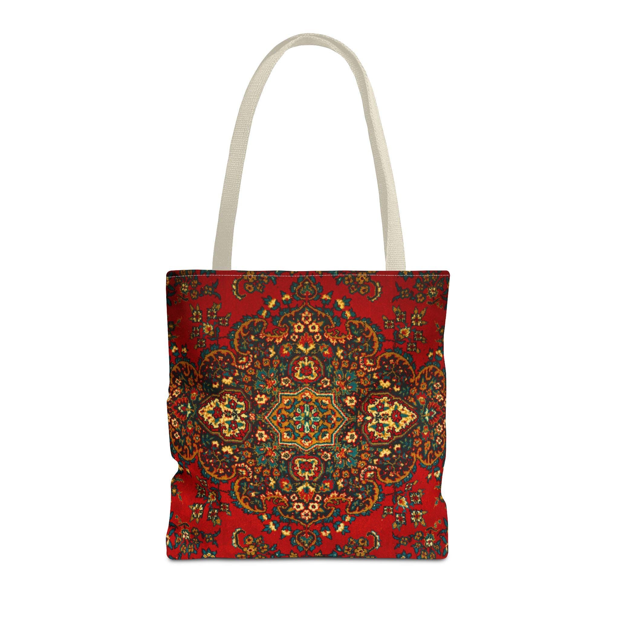 Red Persian Medallion Tote Bag | Ornamental Boho Pattern