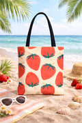 Strawberry Pattern Tote Bag, Retro Grocery Bag