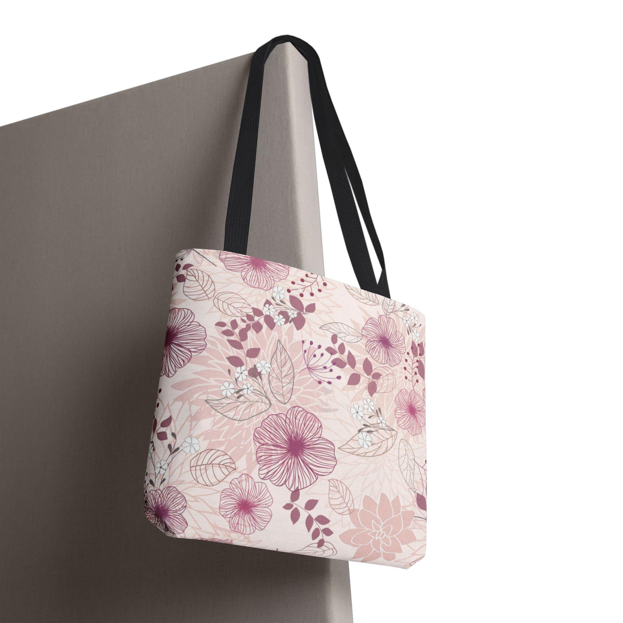 Blush Floral Pattern Tote Bag,Artful Watercolor Flowers, Eco-Friendly Reusable Bag for Daily Use, Thoughtful Gift for Fashion-Forward Women
