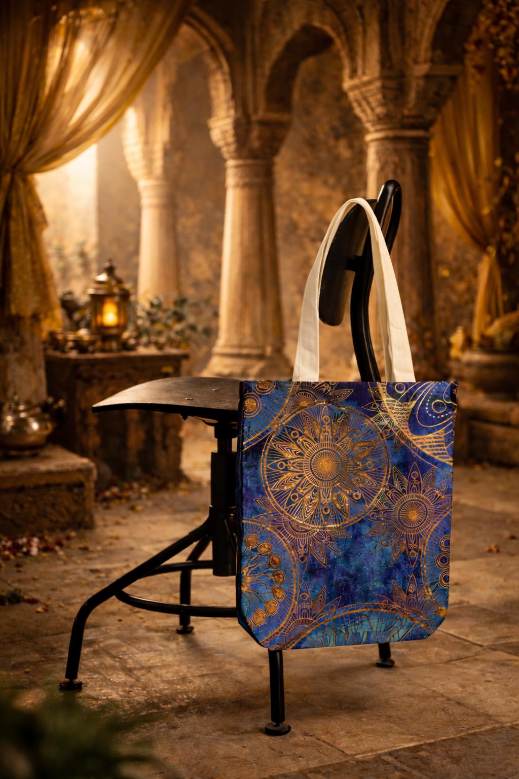 Gold pattern tote bag with for men and women