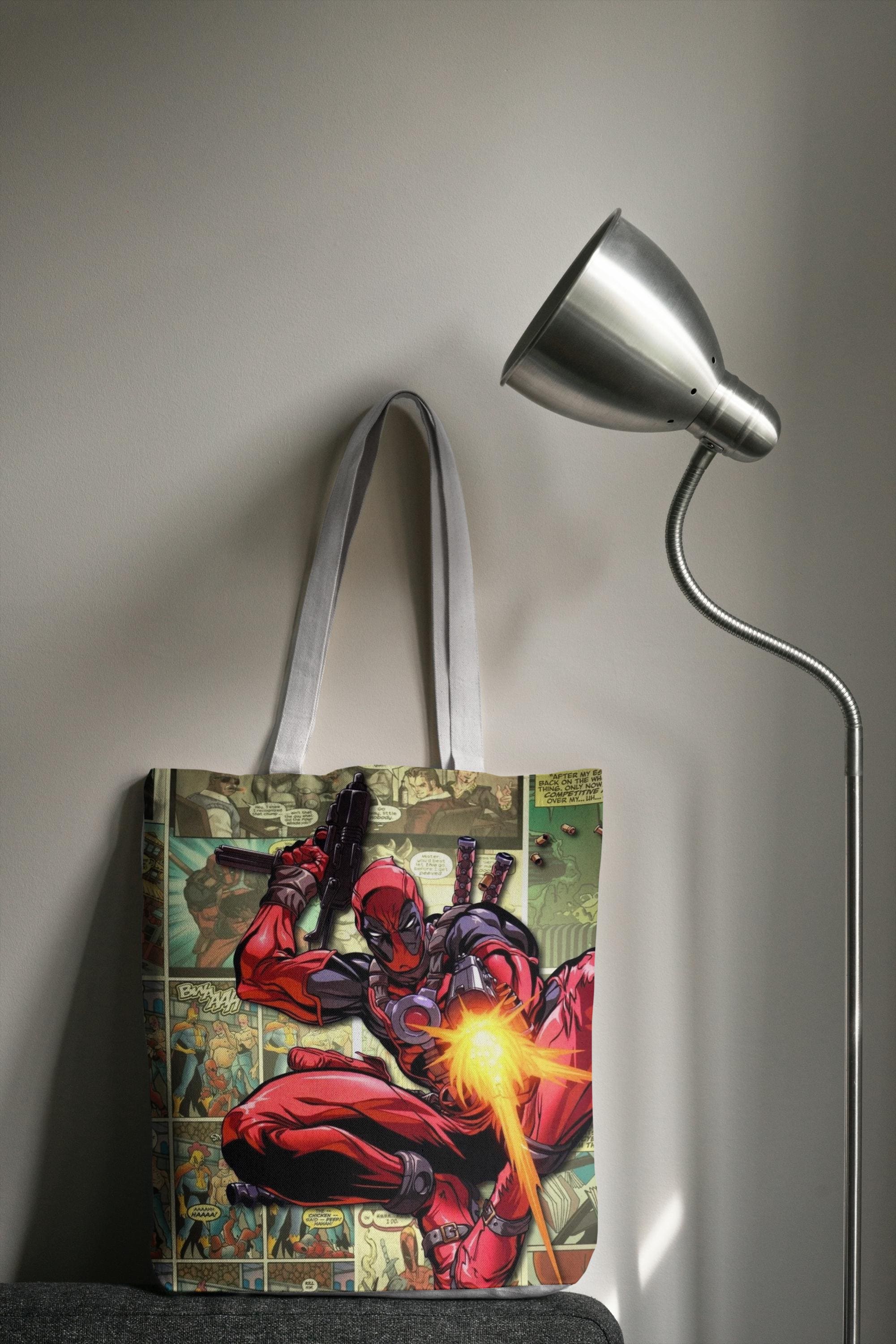 Comic collage tote bag | All-over print graphic nerd bag, superhero, fan gift, casual book and grocery tote, pop culture accessory
