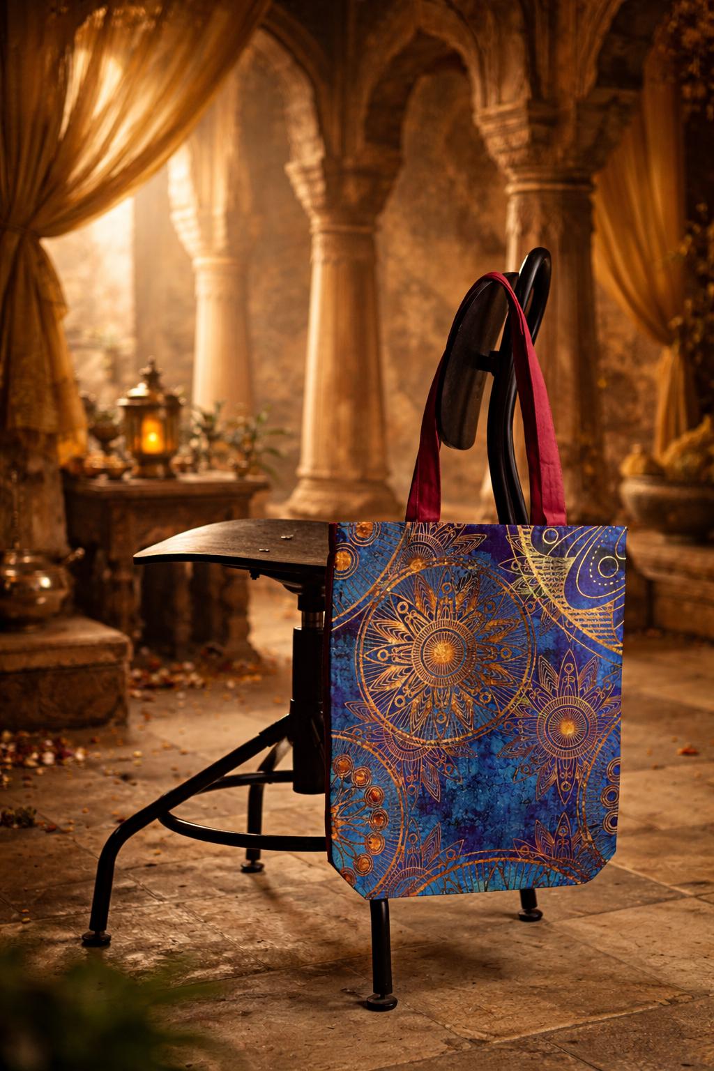 Gold pattern tote bag with for men and women