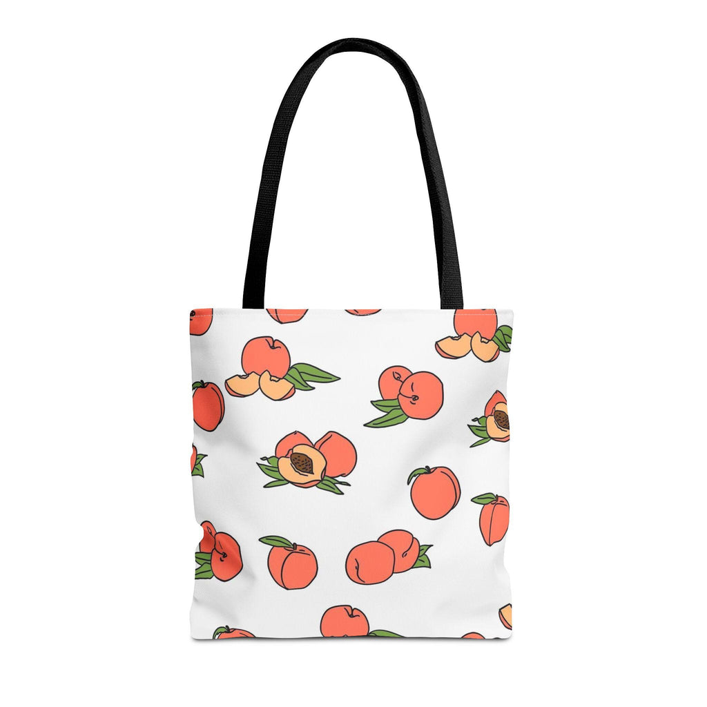 Peach Pattern Tote Bag | All-Over Print Fruit Shopper Bag for Summer, Grocery, Farmers Market, Eco-Friendly Daily, Gift for Her