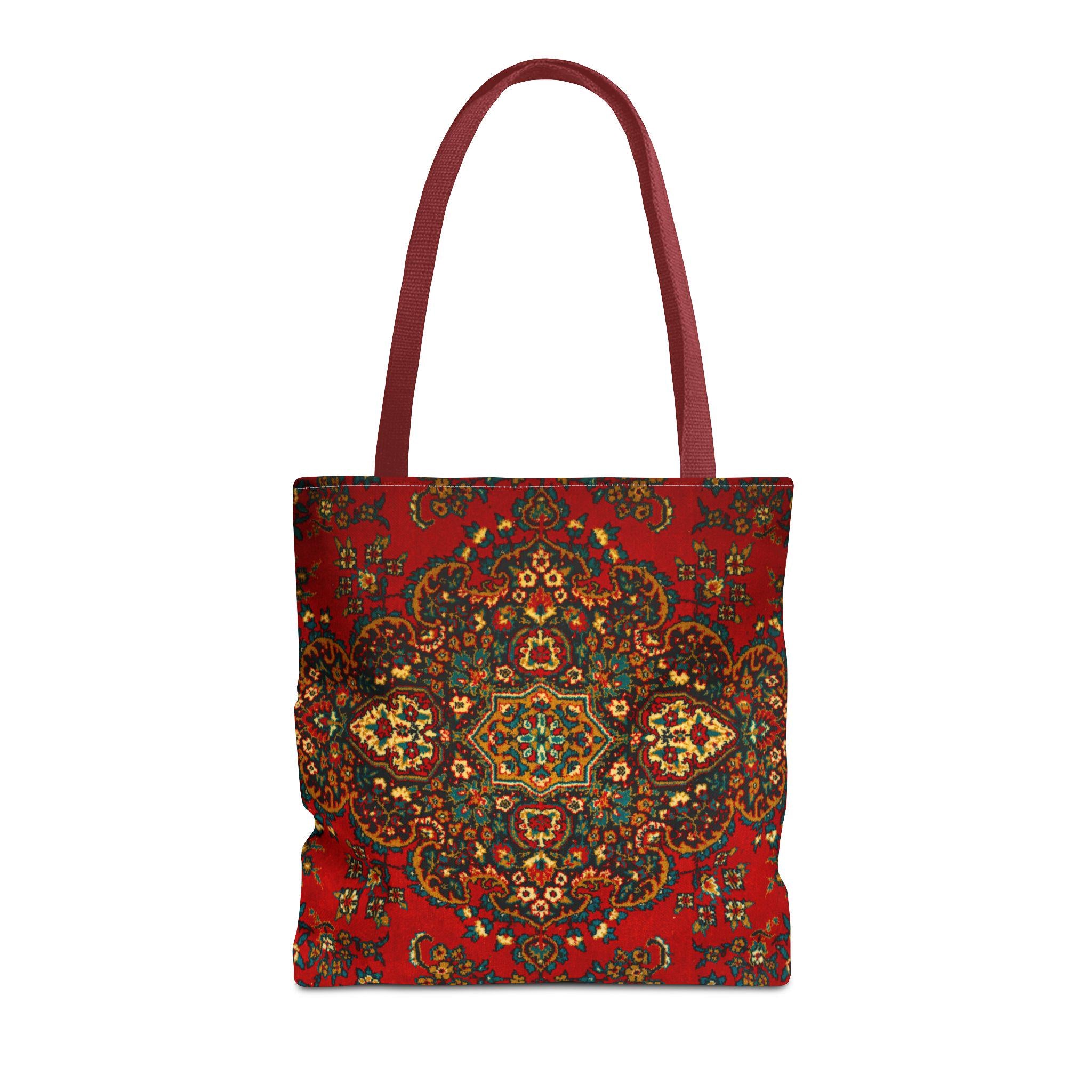 Red Persian Medallion Tote Bag | Ornamental Boho Pattern