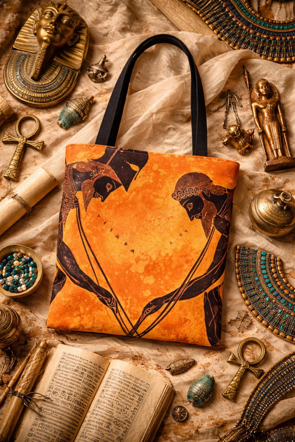 Greek Warriors Illustration Tote Bag | Ancient Mythology Art