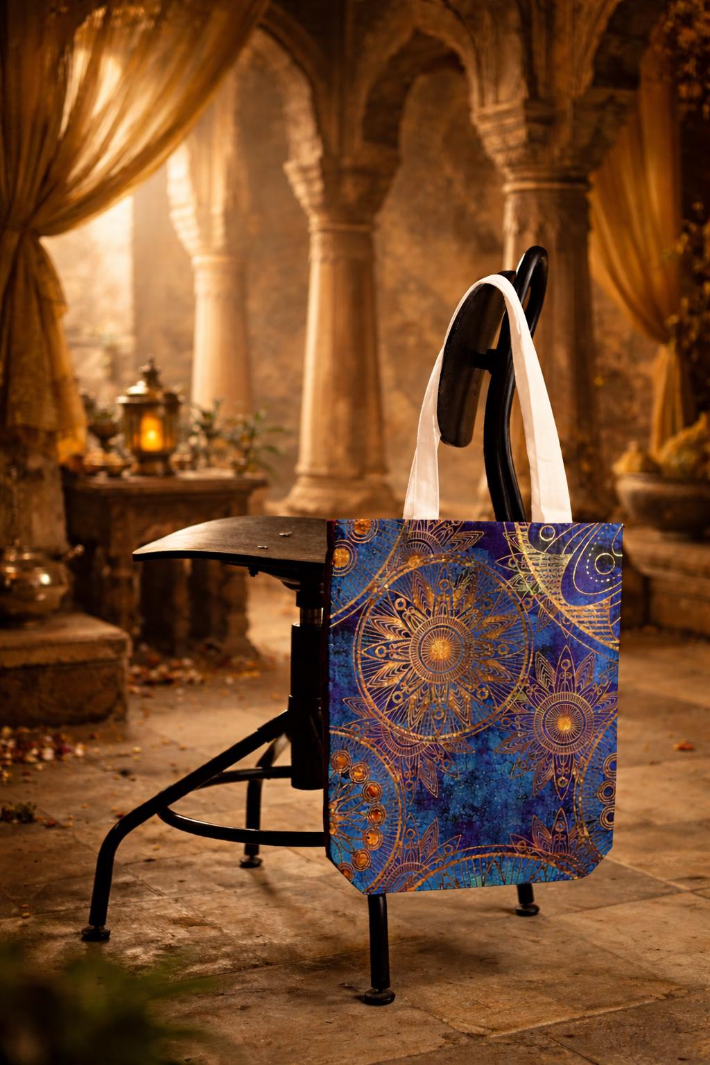 Gold pattern tote bag with for men and women