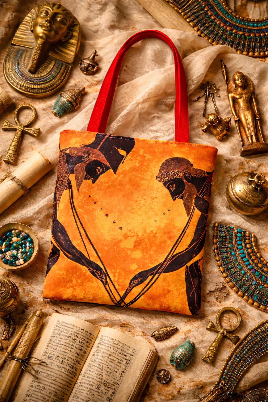 Greek Warriors Illustration Tote Bag | Ancient Mythology Art