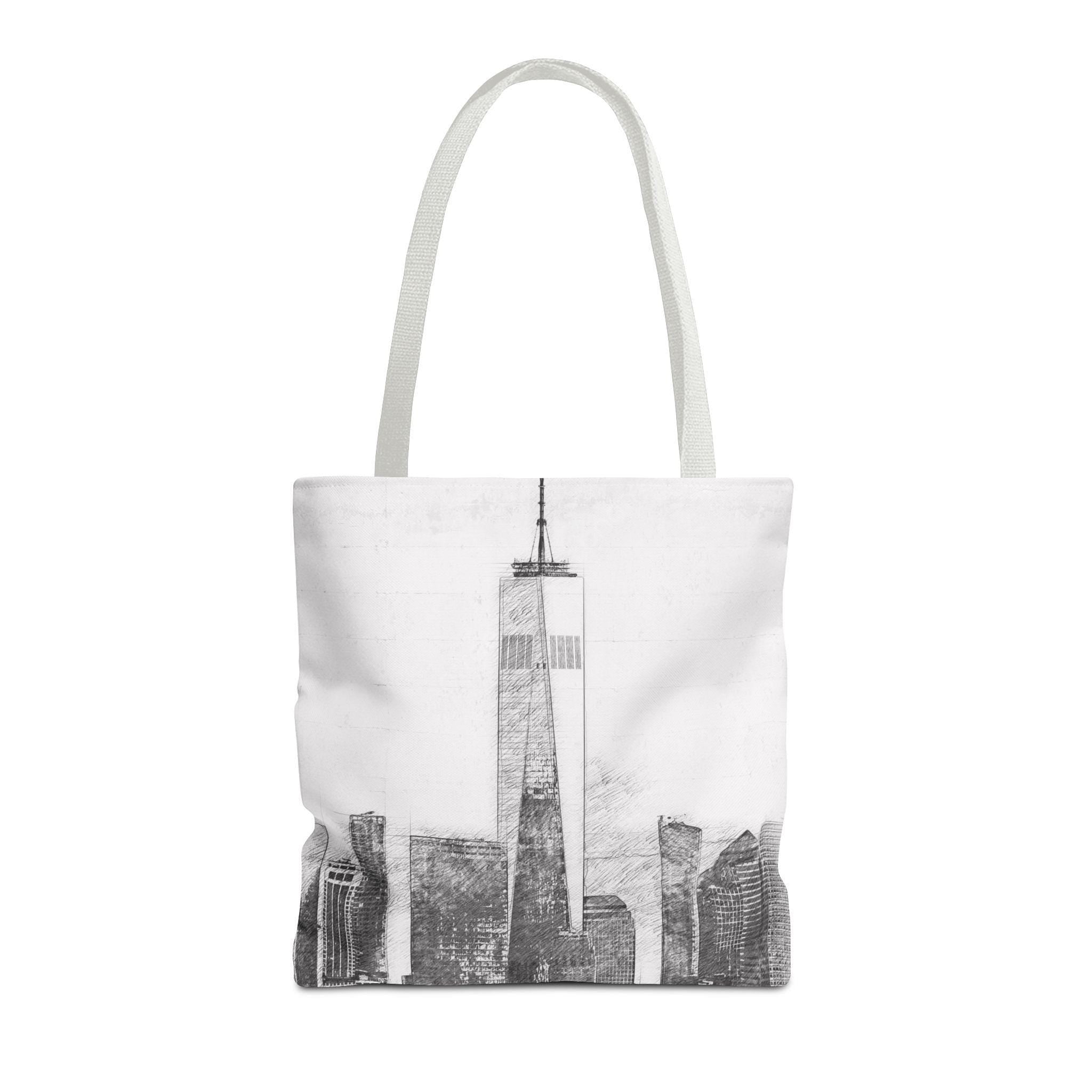 NYC Skyline Tote Bag | Black and White Cityscape Sketch