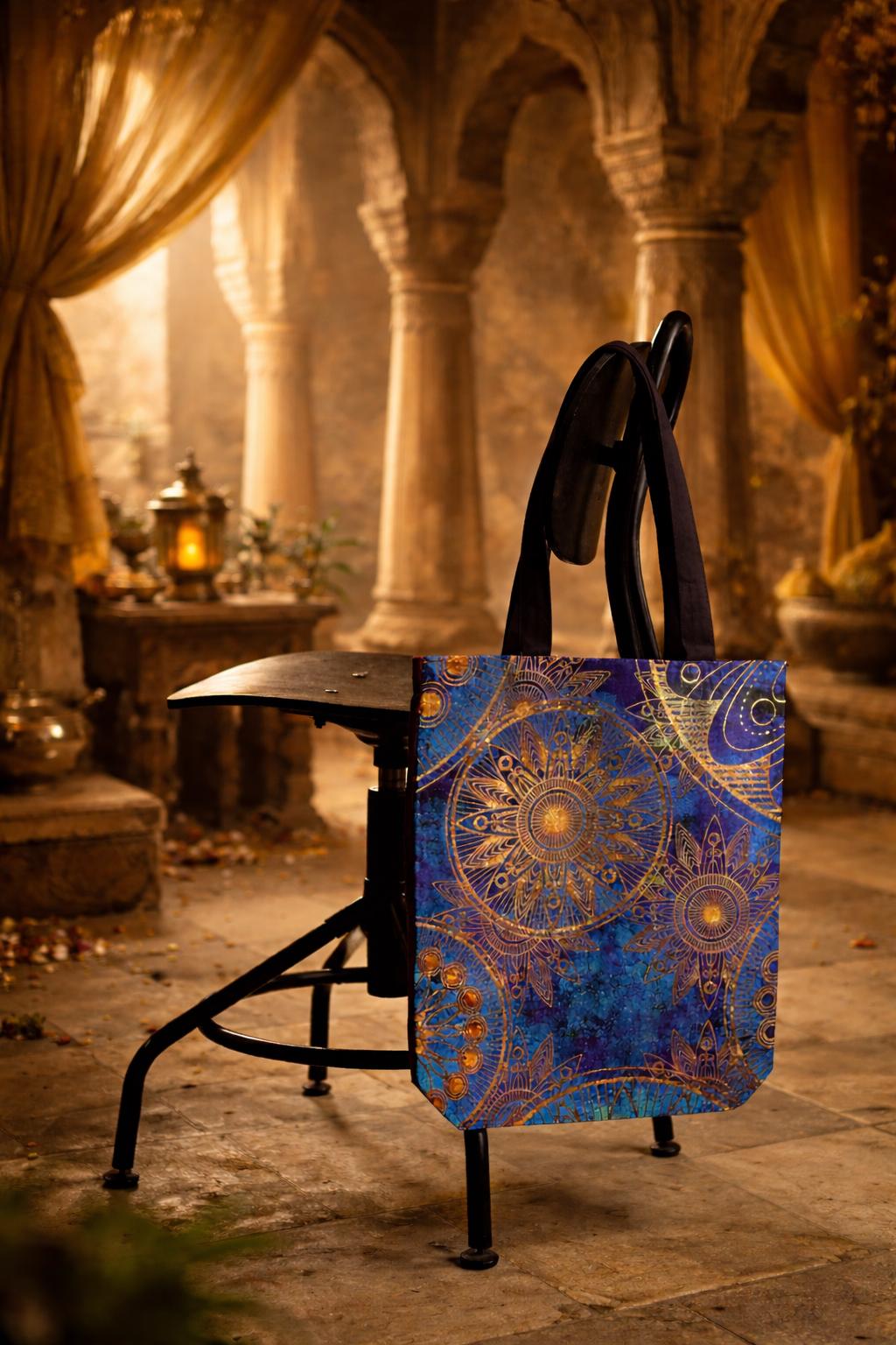 Gold pattern tote bag with for men and women