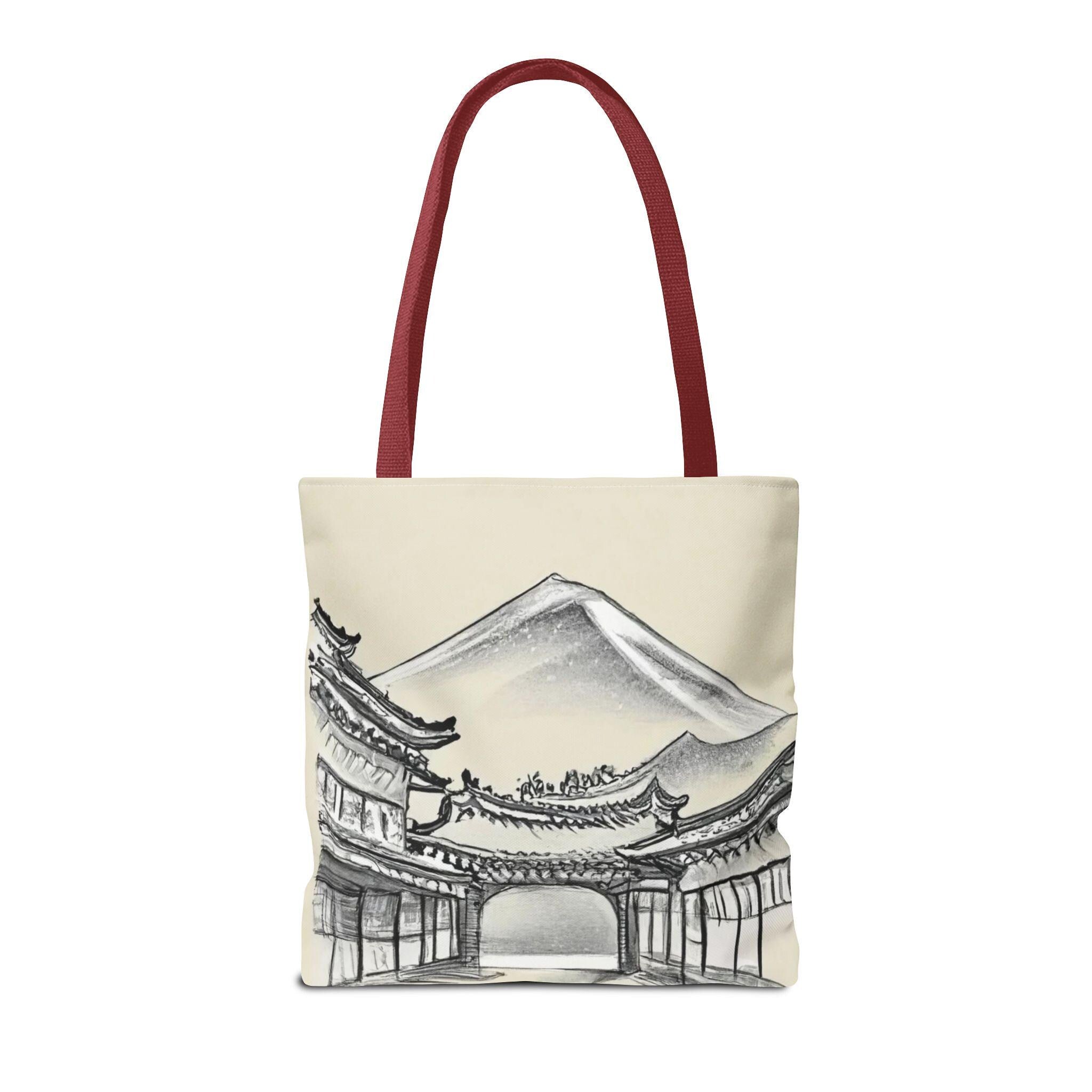 Mount Fuji Tote Bag | Japanese Temple Sumi-e Art