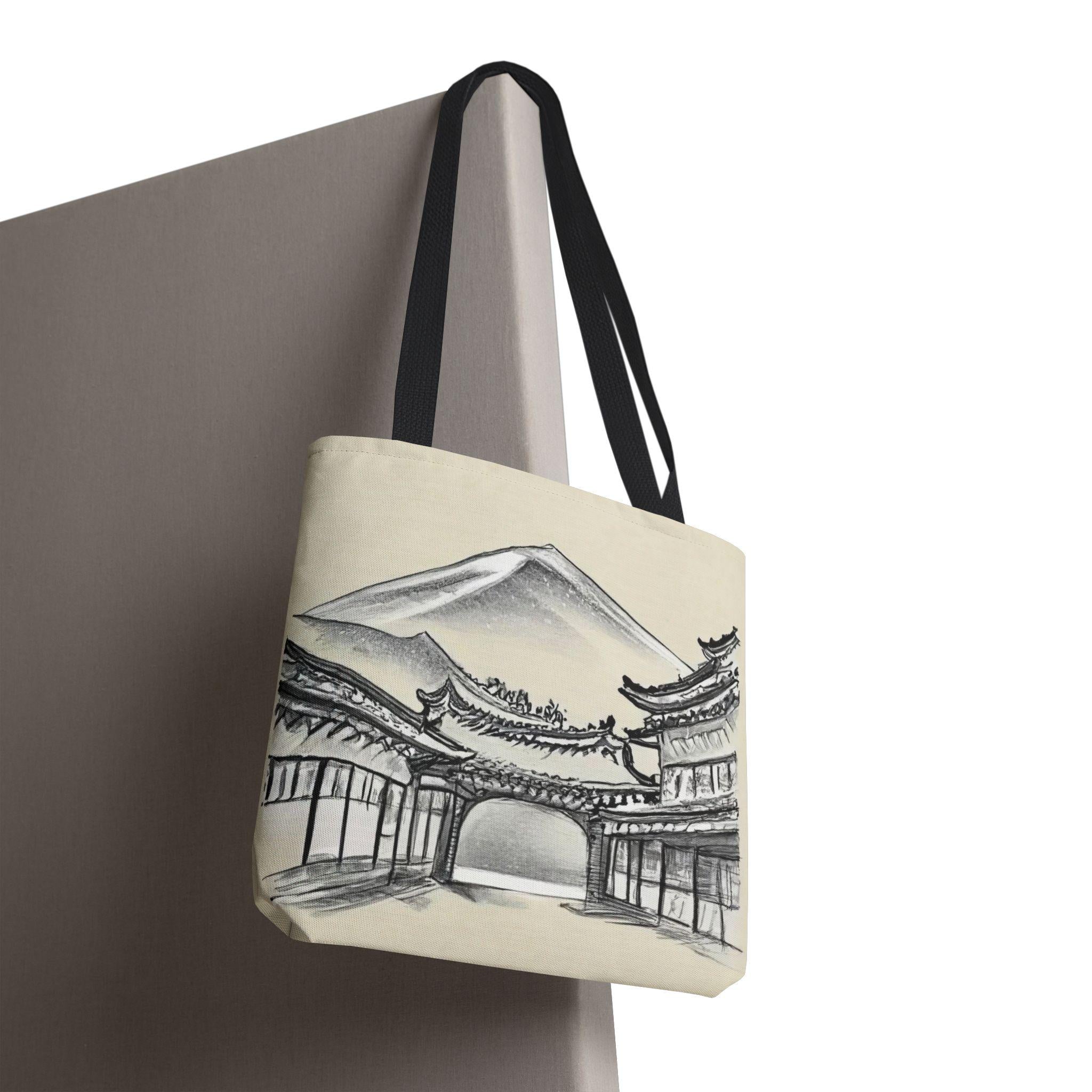 Mount Fuji Tote Bag | Japanese Temple Sumi-e Art