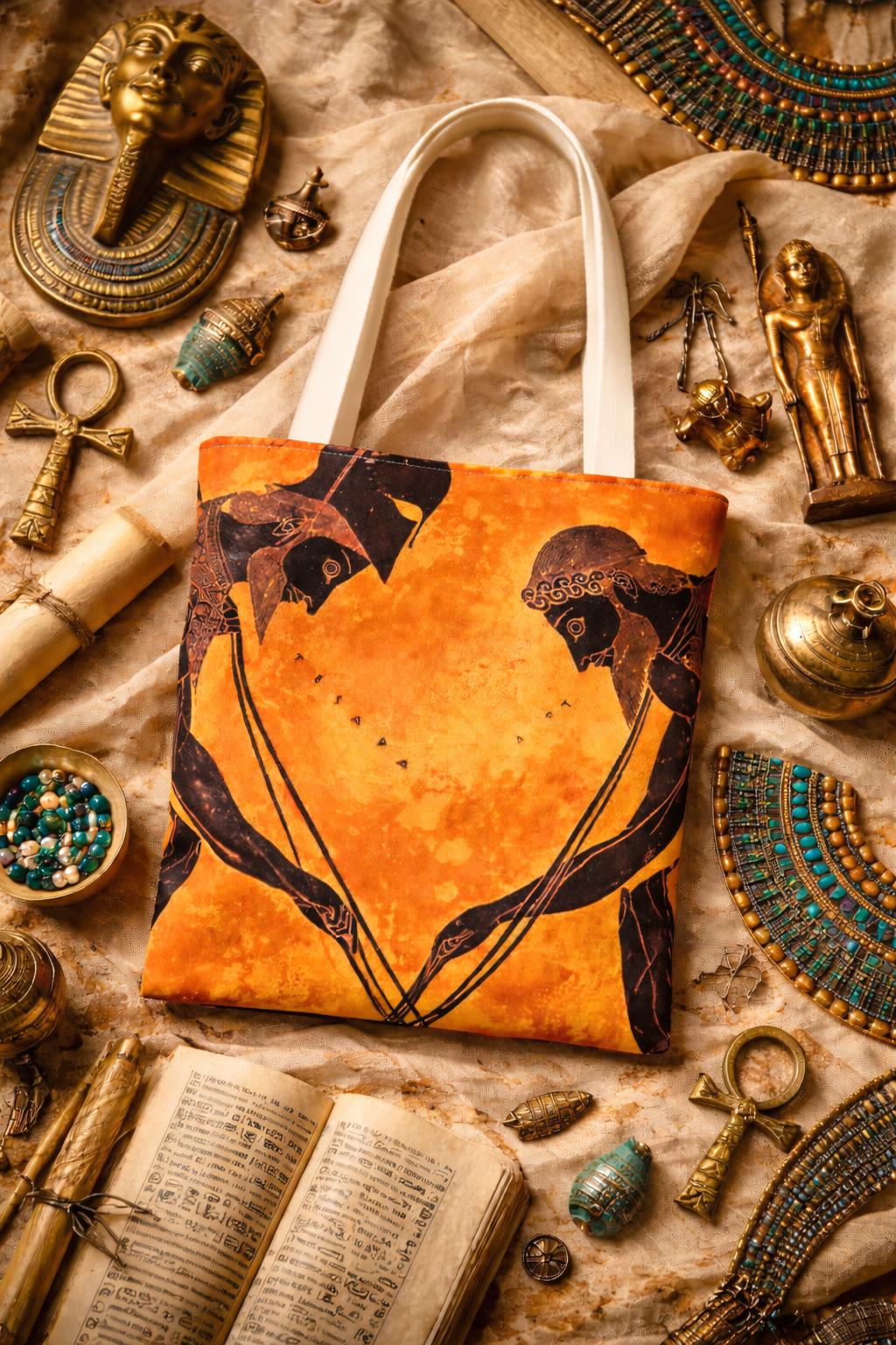 Greek Warriors Illustration Tote Bag | Ancient Mythology Art