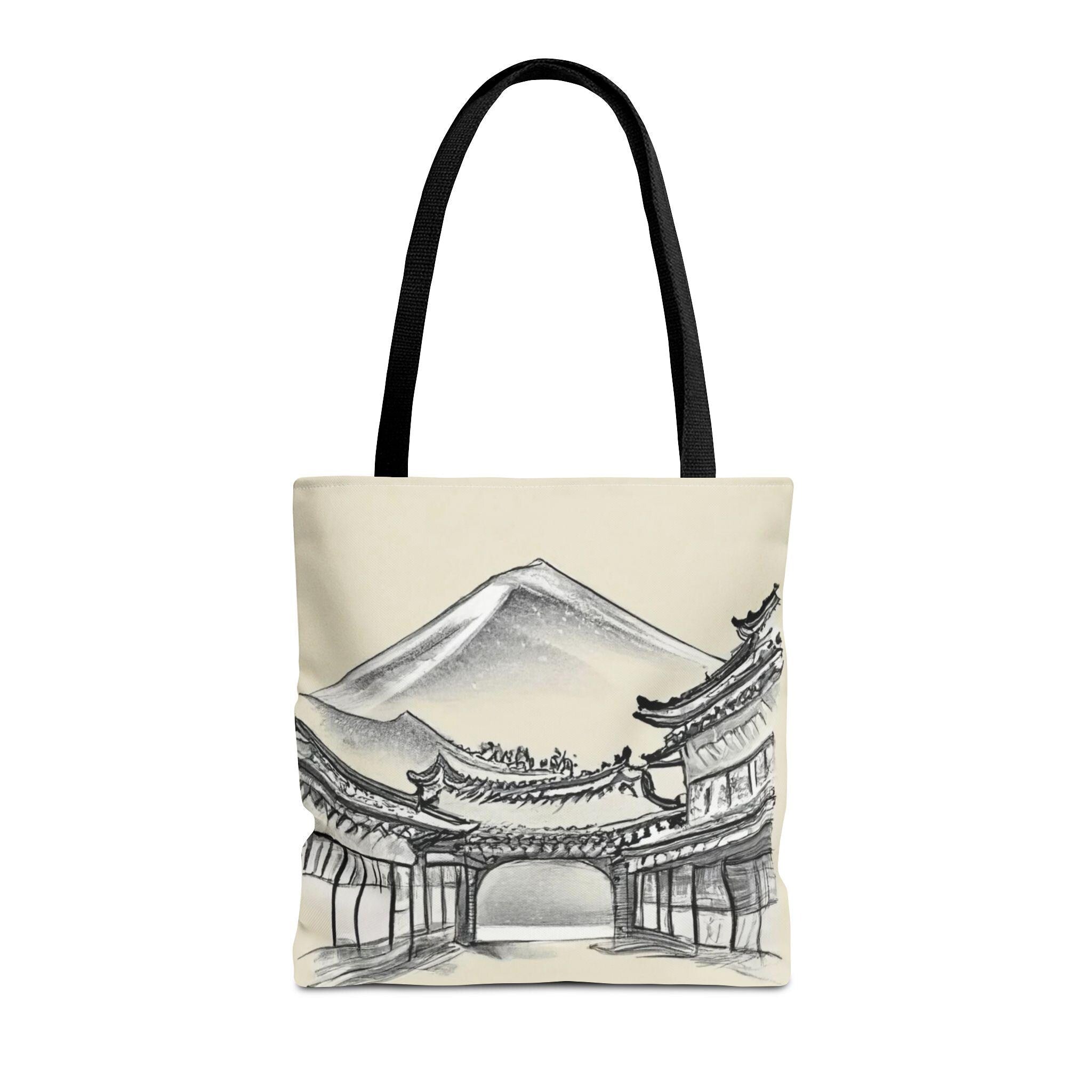 Mount Fuji Tote Bag | Japanese Temple Sumi-e Art